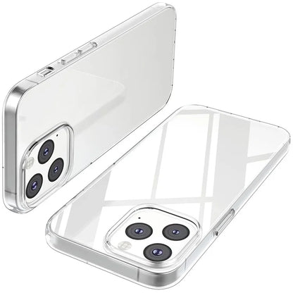For iPhone 16 Pro Clear TPU Anti-scratch Phone Case + Tempered Glass Lens Film + 2.5D Arc Edge Screen Protector