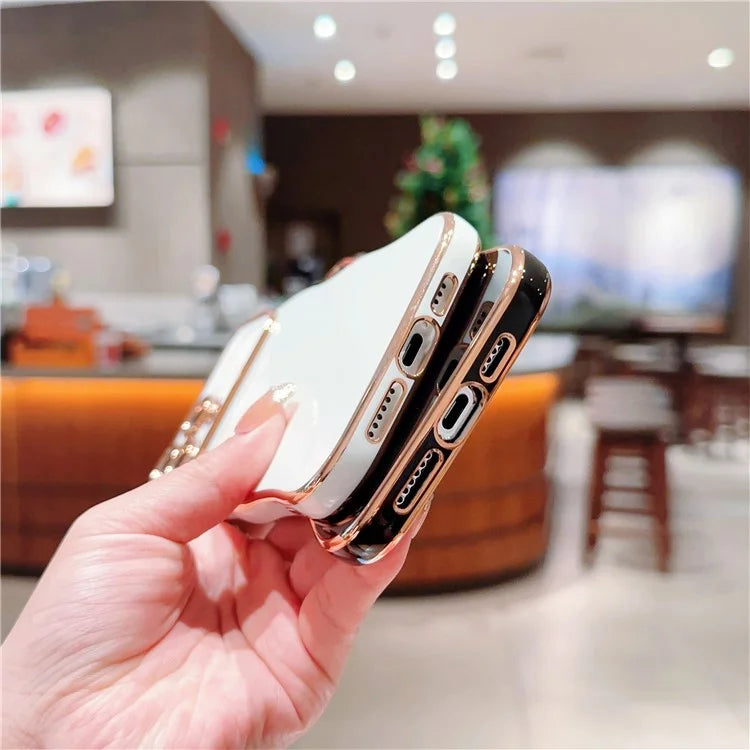 For iPhone 14 Pro Max Case Curly Wave Frame Shape Electroplating TPU Back Cover