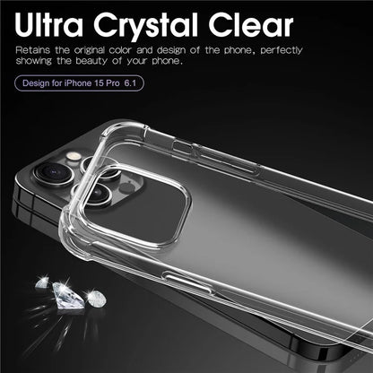 For iPhone 16 Pro Clear Case Shockproof TPU Phone Cover