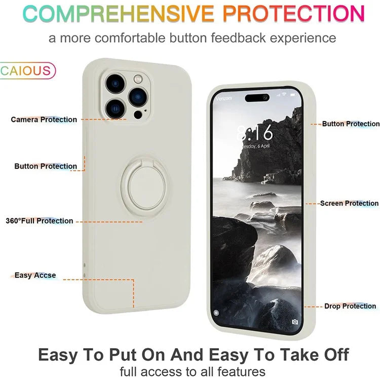 For iPhone 16 Pro Max Case Ring Kickstand Phone Cover with Strap