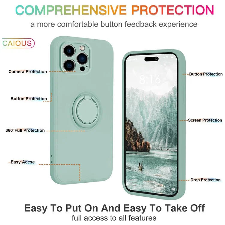 For iPhone 16 Pro Max Case Ring Kickstand Phone Cover with Strap