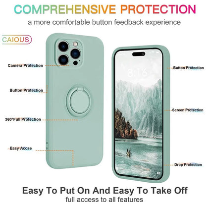 For iPhone 16 Pro Max Case Ring Kickstand Phone Cover with Strap