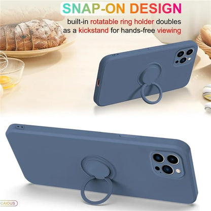 For iPhone 16 Pro Max Case Ring Kickstand Phone Cover with Strap