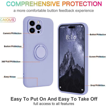 For iPhone 16 Pro Max Case Ring Kickstand Phone Cover with Strap