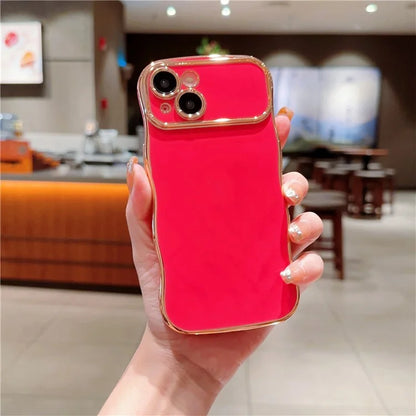 For iPhone 15 Case Curly Wave Frame Shape Electroplating TPU Back Cover