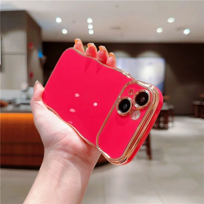 For iPhone 15 Case Curly Wave Frame Shape Electroplating TPU Back Cover