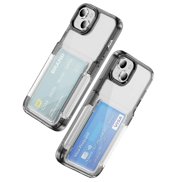 For iPhone 13 / 14 Case TPU + Acrylic Phone Cover with Card Holder Kickstand