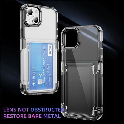 For iPhone 13 / 14 Case TPU + Acrylic Phone Cover with Card Holder Kickstand