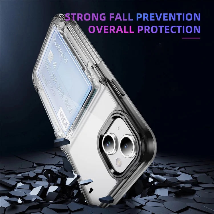 For iPhone 13 / 14 Case TPU + Acrylic Phone Cover with Card Holder Kickstand