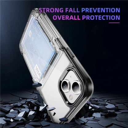 For iPhone 13 / 14 Case TPU + Acrylic Phone Cover with Card Holder Kickstand