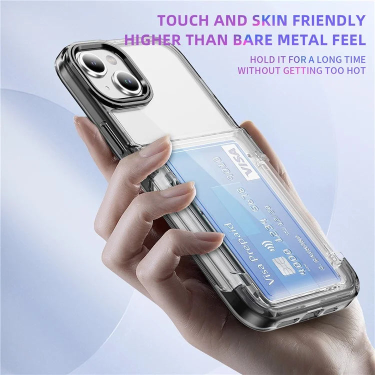 For iPhone 13 / 14 Case TPU + Acrylic Phone Cover with Card Holder Kickstand