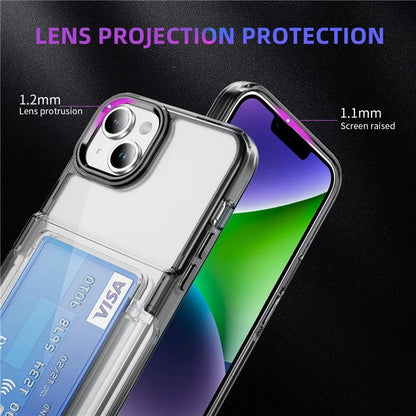 For iPhone 13 / 14 Case TPU + Acrylic Phone Cover with Card Holder Kickstand