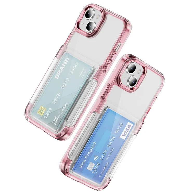 For iPhone 13 / 14 Case TPU + Acrylic Phone Cover with Card Holder Kickstand