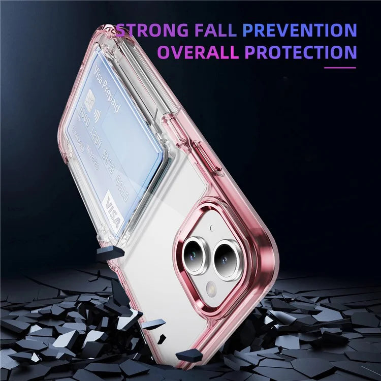 For iPhone 13 / 14 Case TPU + Acrylic Phone Cover with Card Holder Kickstand