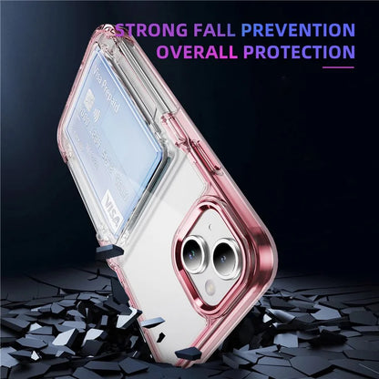 For iPhone 13 / 14 Case TPU + Acrylic Phone Cover with Card Holder Kickstand