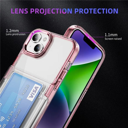 For iPhone 13 / 14 Case TPU + Acrylic Phone Cover with Card Holder Kickstand