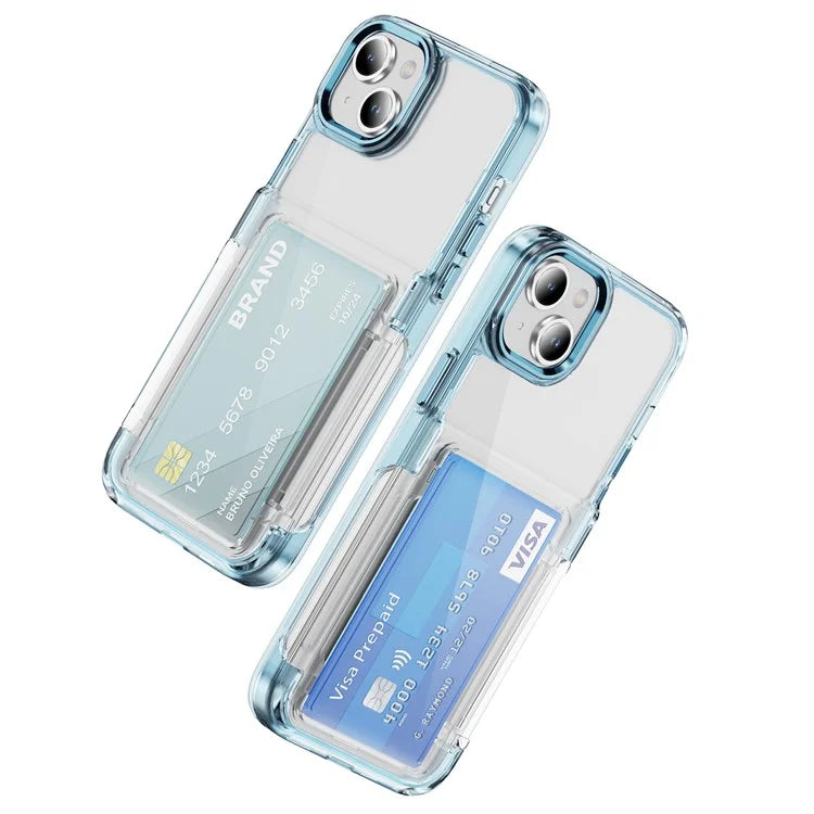 For iPhone 13 / 14 Case TPU + Acrylic Phone Cover with Card Holder Kickstand