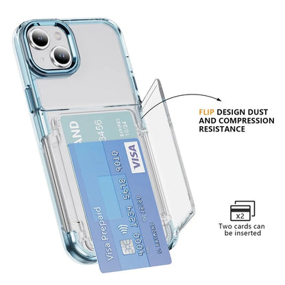 For iPhone 13 / 14 Case TPU + Acrylic Phone Cover with Card Holder Kickstand