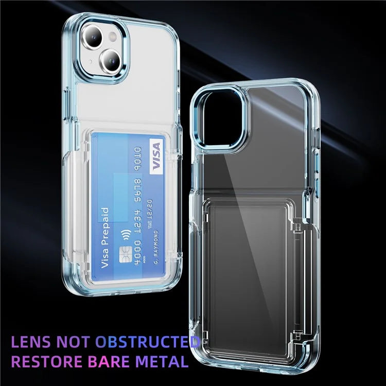 For iPhone 13 / 14 Case TPU + Acrylic Phone Cover with Card Holder Kickstand