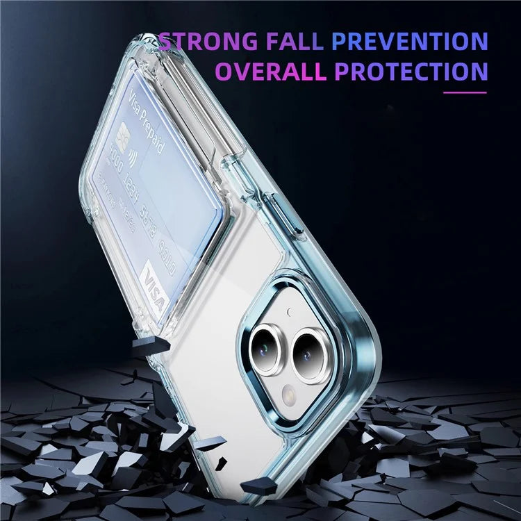 For iPhone 13 / 14 Case TPU + Acrylic Phone Cover with Card Holder Kickstand