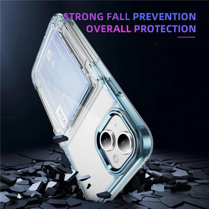 For iPhone 13 / 14 Case TPU + Acrylic Phone Cover with Card Holder Kickstand