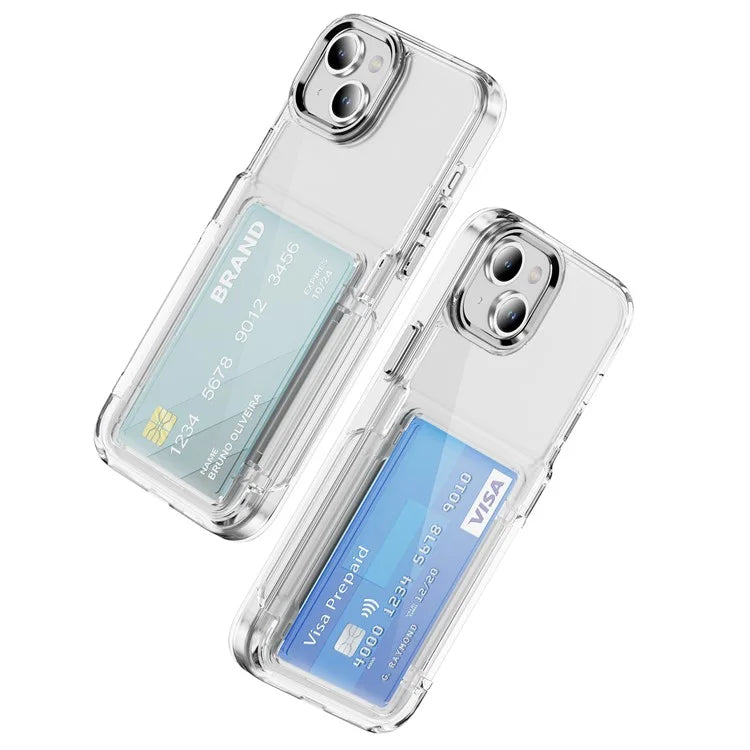 For iPhone 13 / 14 Case TPU + Acrylic Phone Cover with Card Holder Kickstand