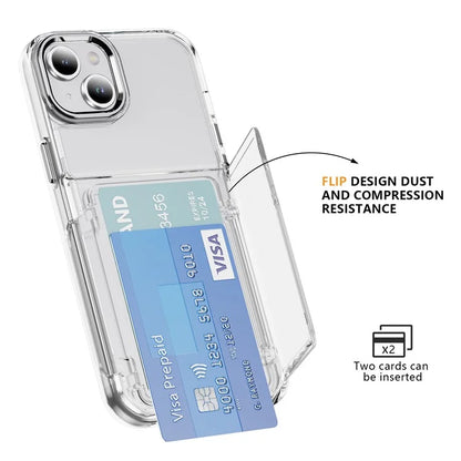 For iPhone 13 / 14 Case TPU + Acrylic Phone Cover with Card Holder Kickstand
