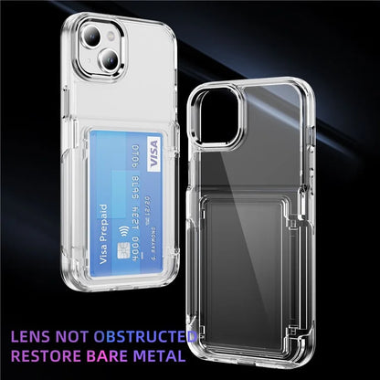 For iPhone 13 / 14 Case TPU + Acrylic Phone Cover with Card Holder Kickstand