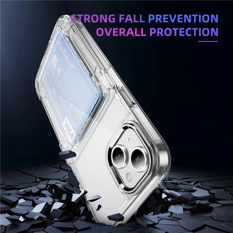 For iPhone 13 / 14 Case TPU + Acrylic Phone Cover with Card Holder Kickstand