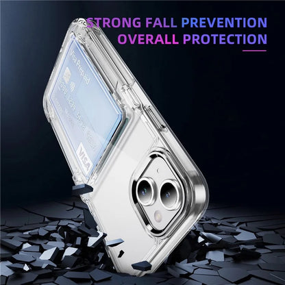 For iPhone 13 / 14 Case TPU + Acrylic Phone Cover with Card Holder Kickstand