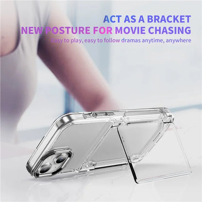 For iPhone 13 / 14 Case TPU + Acrylic Phone Cover with Card Holder Kickstand