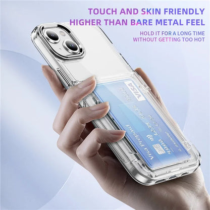 For iPhone 13 / 14 Case TPU + Acrylic Phone Cover with Card Holder Kickstand