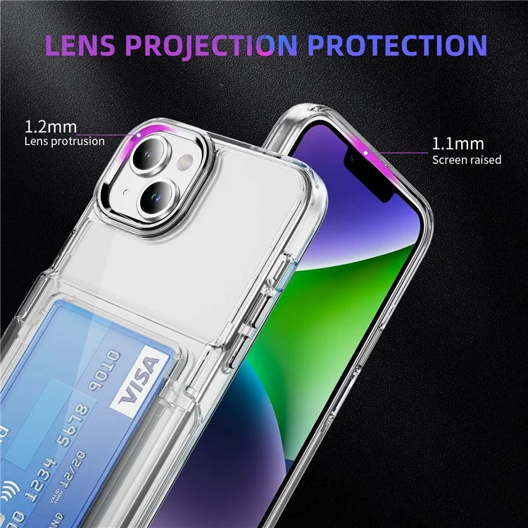For iPhone 13 / 14 Case TPU + Acrylic Phone Cover with Card Holder Kickstand