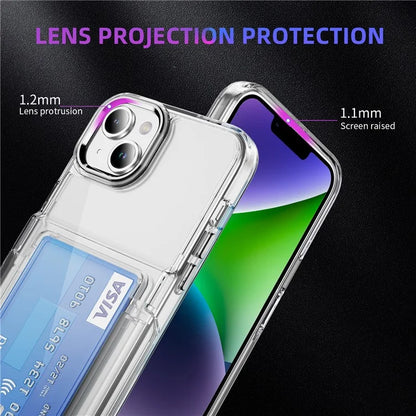 For iPhone 13 / 14 Case TPU + Acrylic Phone Cover with Card Holder Kickstand
