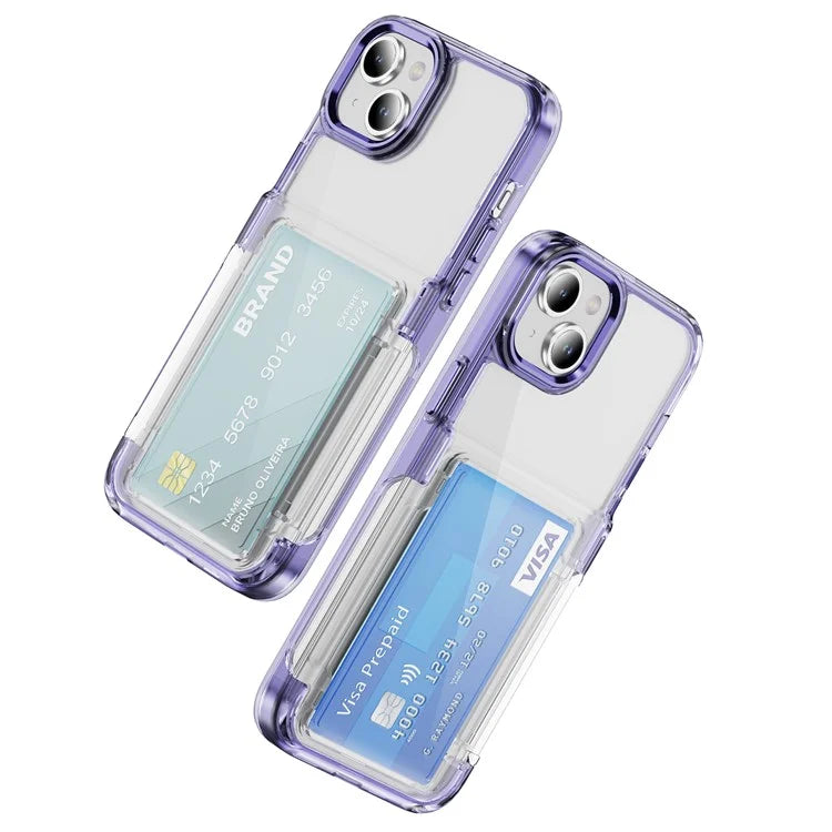 For iPhone 13 / 14 Case TPU + Acrylic Phone Cover with Card Holder Kickstand