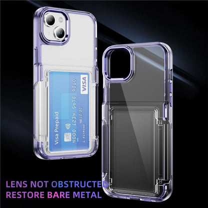 For iPhone 13 / 14 Case TPU + Acrylic Phone Cover with Card Holder Kickstand