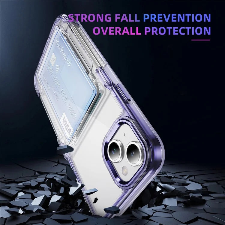 For iPhone 13 / 14 Case TPU + Acrylic Phone Cover with Card Holder Kickstand