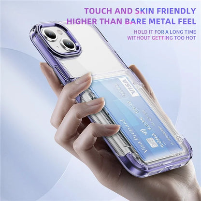 For iPhone 13 / 14 Case TPU + Acrylic Phone Cover with Card Holder Kickstand