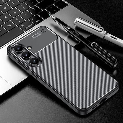 For Samsung Galaxy S24 FE Case Carbon Fiber Texture Soft TPU Phone Cover