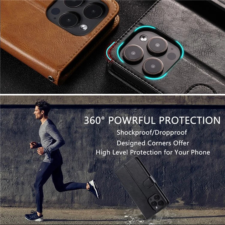 013 Style For iPhone 16 Pro Max Case PU Leather Anti-Fall Phone Cover with 6 Card Slots