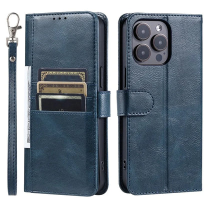 013 Style For iPhone 16 Pro Max Case PU Leather Anti-Fall Phone Cover with 6 Card Slots