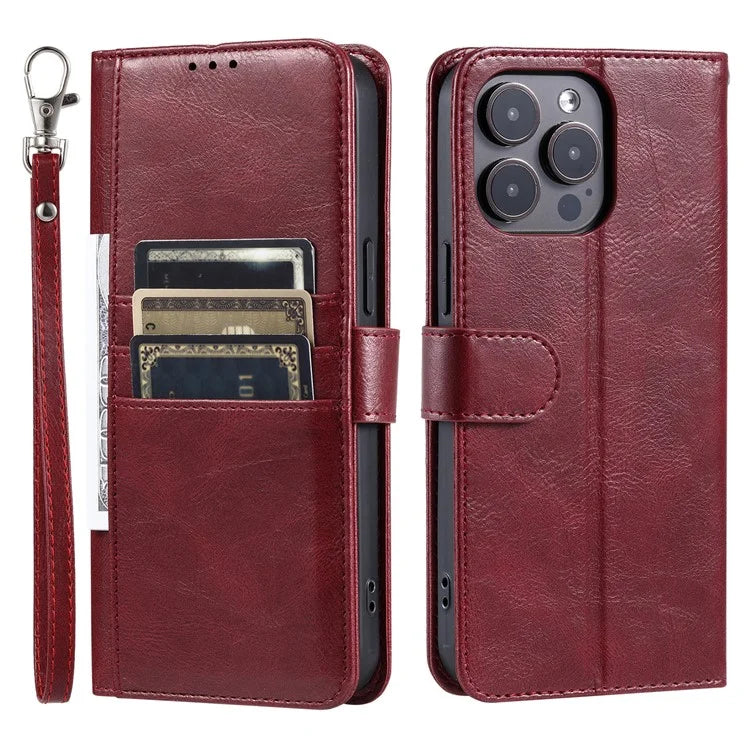 013 Style For iPhone 16 Pro Max Case PU Leather Anti-Fall Phone Cover with 6 Card Slots