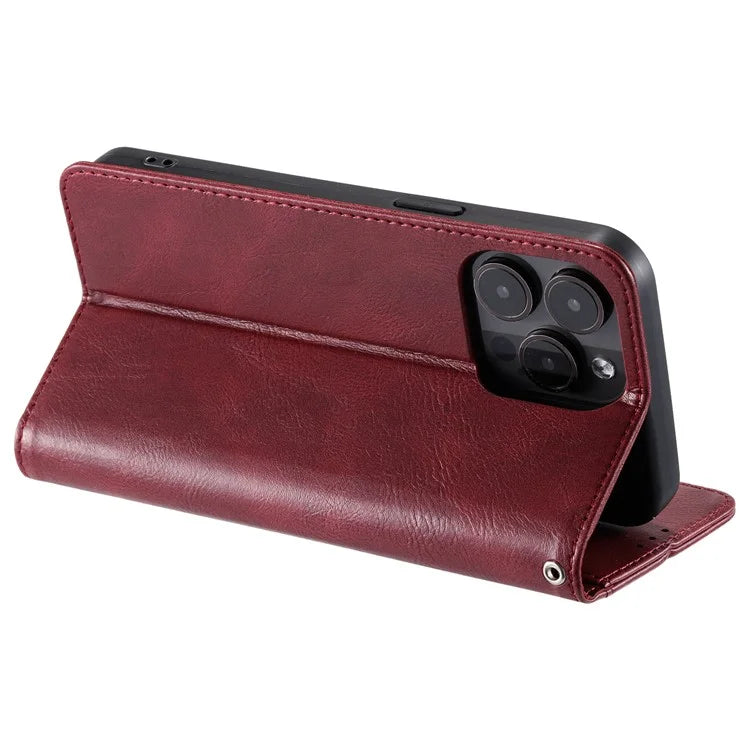013 Style For iPhone 16 Pro Max Case PU Leather Anti-Fall Phone Cover with 6 Card Slots