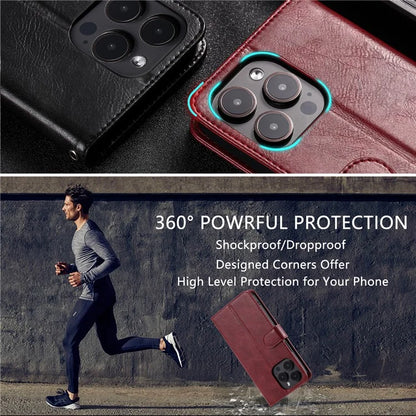 013 Style For iPhone 16 Pro Max Case PU Leather Anti-Fall Phone Cover with 6 Card Slots