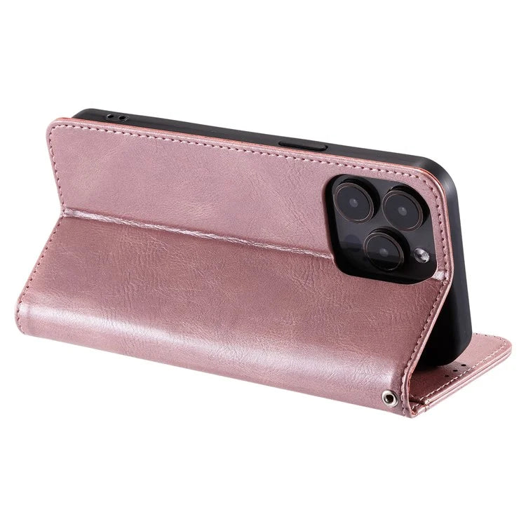 013 Style For iPhone 16 Pro Max Case PU Leather Anti-Fall Phone Cover with 6 Card Slots