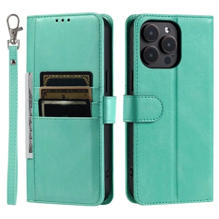 013 Style For iPhone 16 Pro Max Case PU Leather Anti-Fall Phone Cover with 6 Card Slots