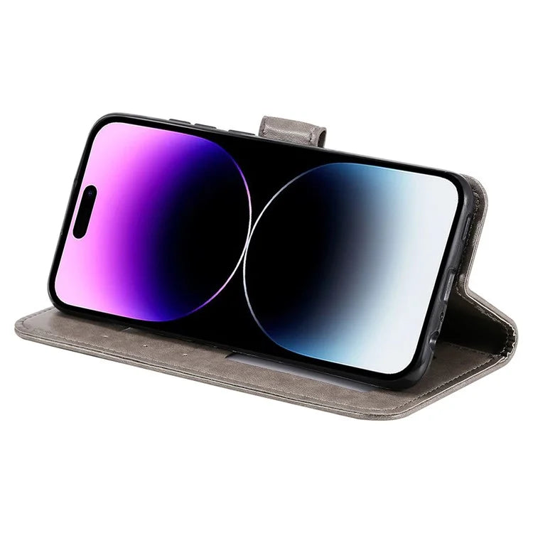 For iPhone 16 Pro Max Stand Case Imprinted Totem PU Leather Wallet Phone Cover