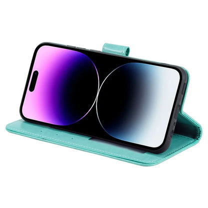 For iPhone 16 Pro Max Stand Case Imprinted Totem PU Leather Wallet Phone Cover