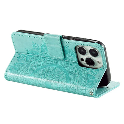 For iPhone 16 Pro Max Stand Case Imprinted Totem PU Leather Wallet Phone Cover