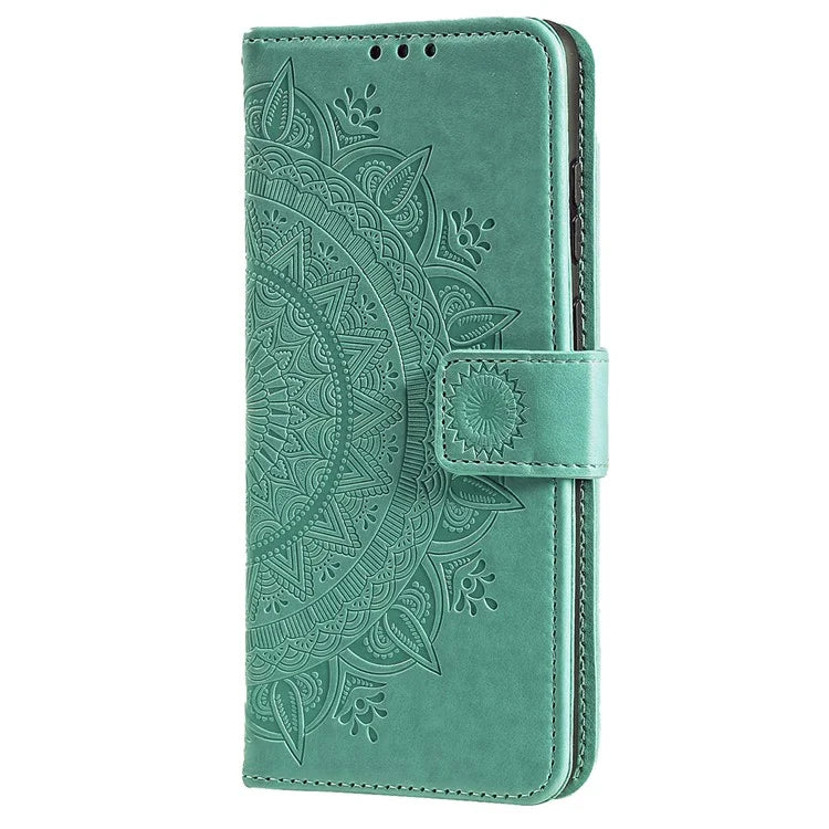 For iPhone 16 Pro Max Stand Case Imprinted Totem PU Leather Wallet Phone Cover